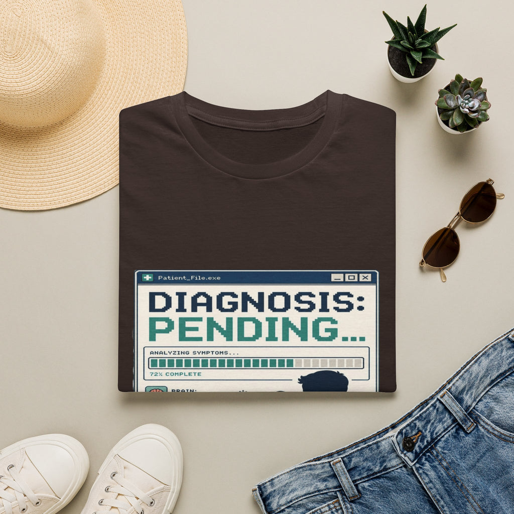 Humorous T-Shirt Design Featuring Doctor's Chart Diagnosis Pending- Graphic Tees
