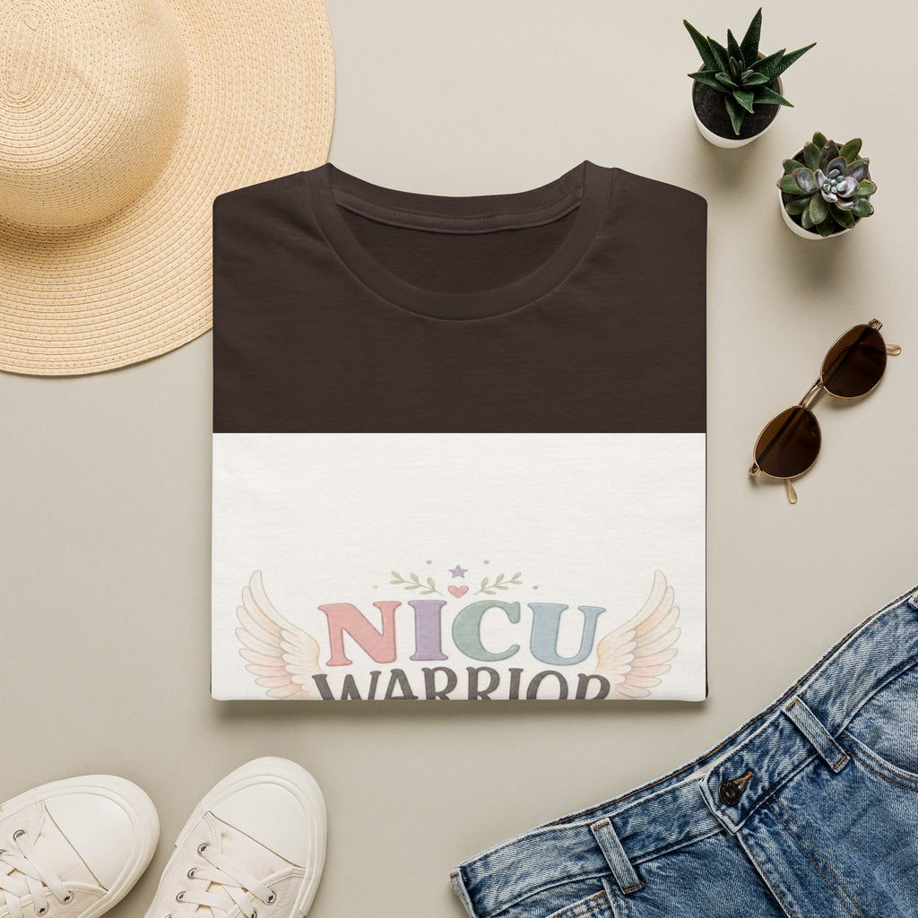 NICU Warrior Design With Baby Footprint And Angel Wings- Graphic Tees