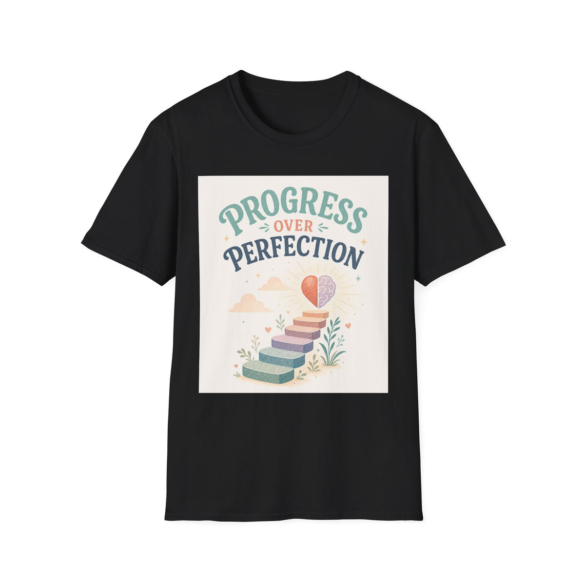 Bold T Shirt Design Featuring Progress Over Perfection Phrase
