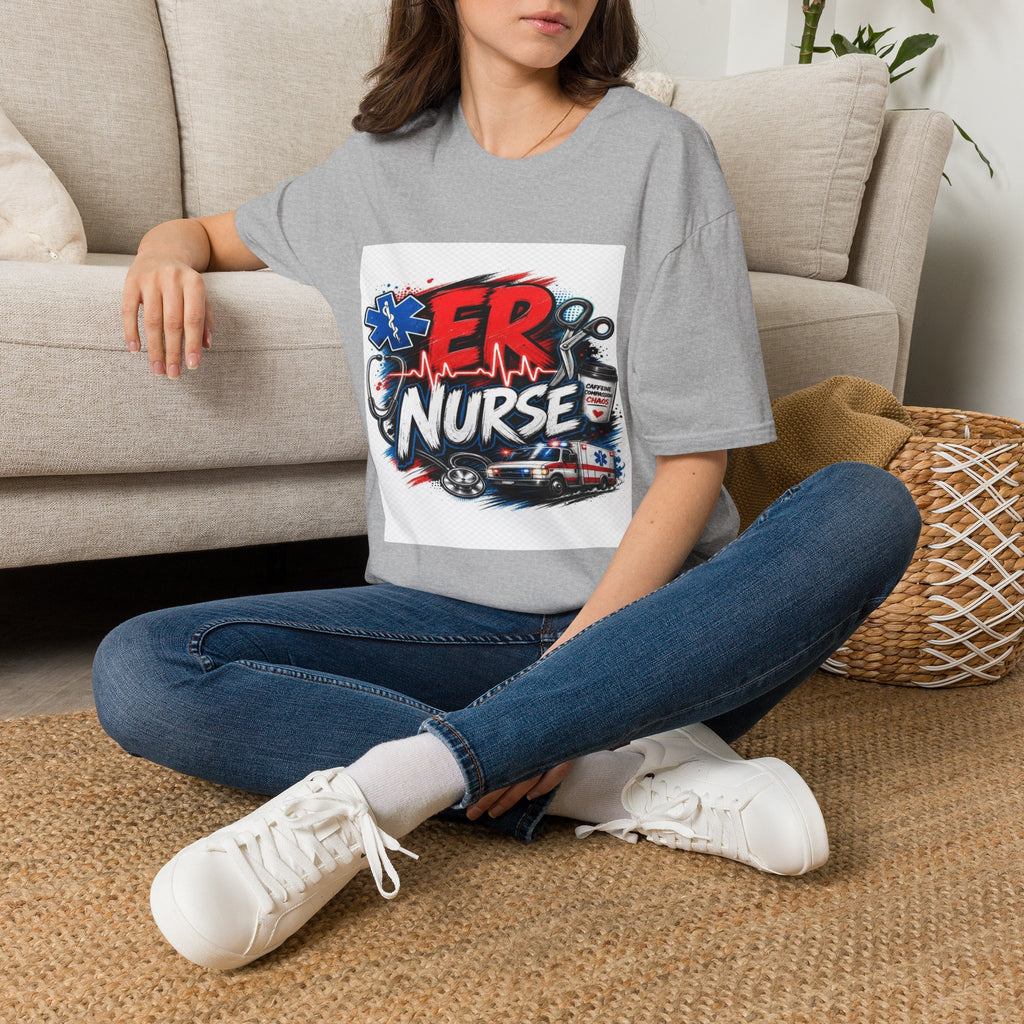Bold Streetwear T-Shirt Design Featuring ER Nurse Typography- Graphic Tees