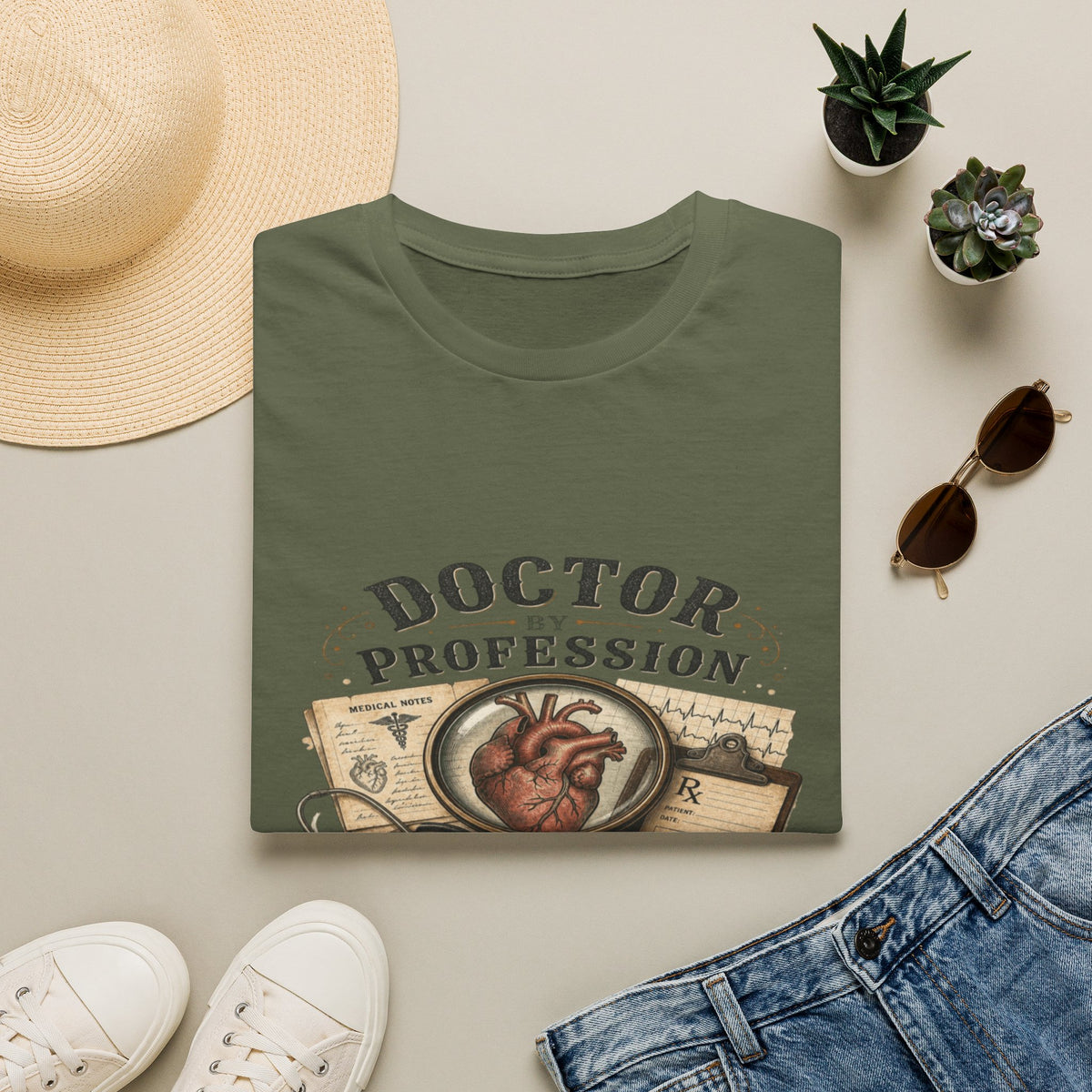 Vintage Detective-Inspired T-Shirt Featuring Anatomical Heart And Magnifying Glass- Graphic Tees