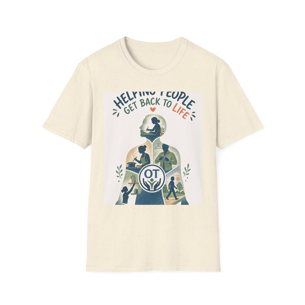 T Shirt Design Featuring Daily Activities Silhouette With OT Symbol