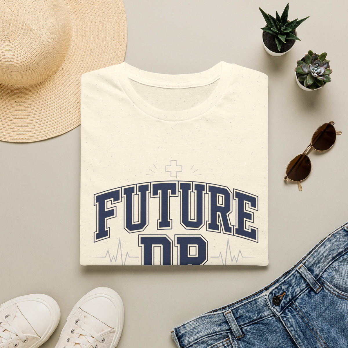 Collegiate T Shirt Design With Future Dr Text And Medical Accents