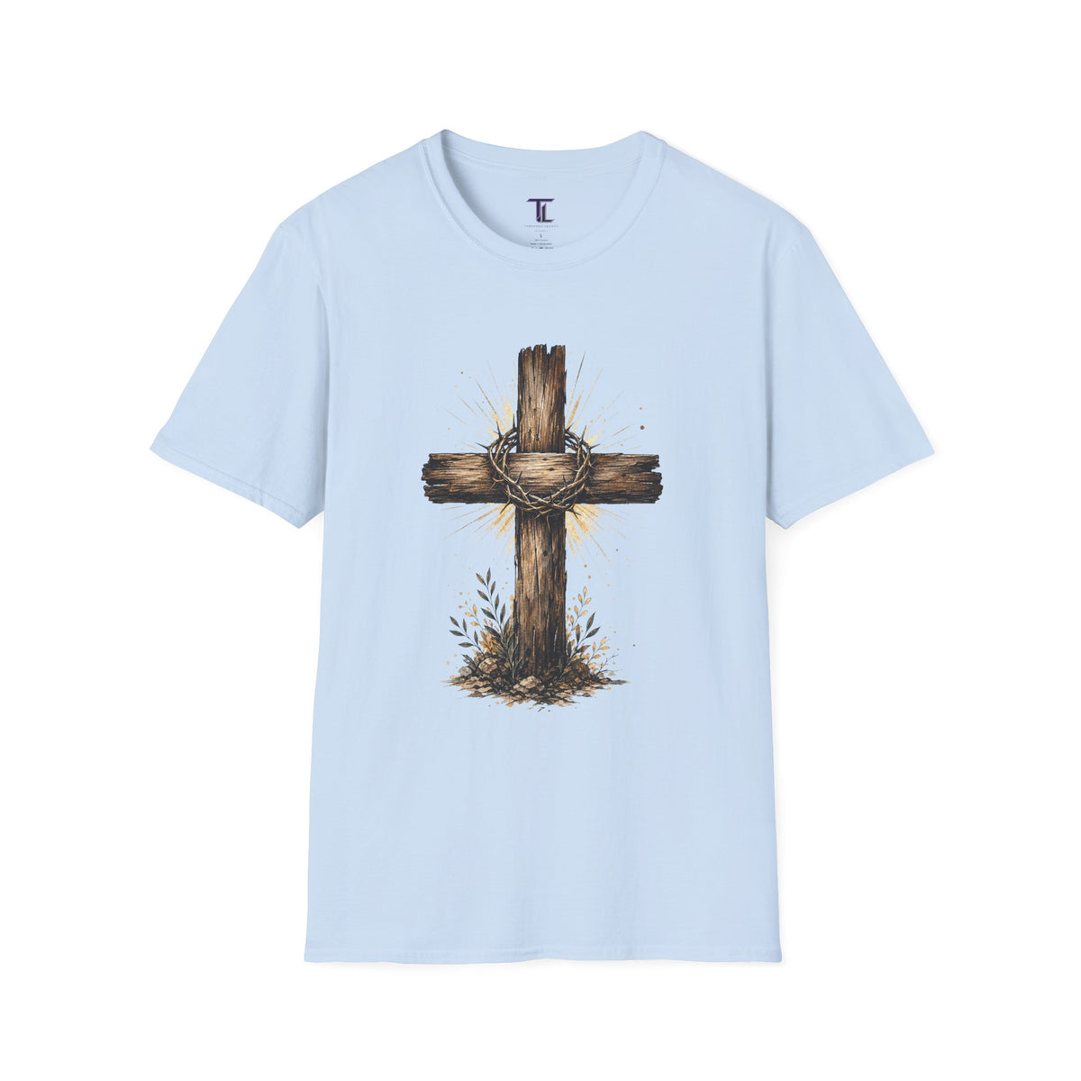 Christian Cross T-Shirt — Rustic Crown of Thorns Design