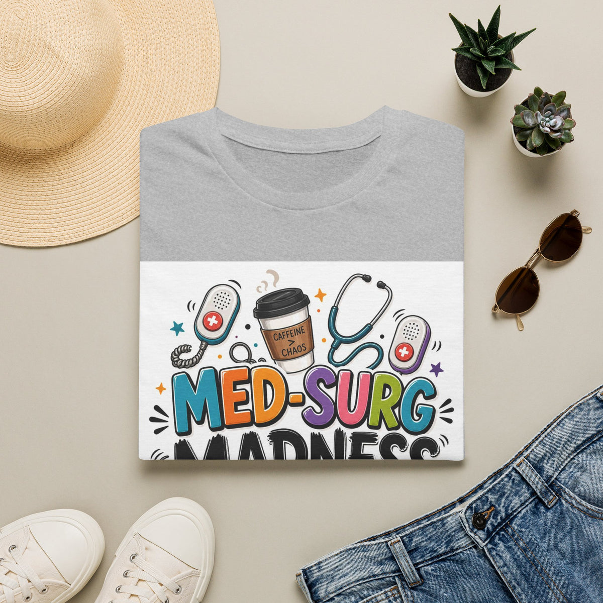 Vibrant T Shirt Design Featuring MED SURG MADNESS Phrase