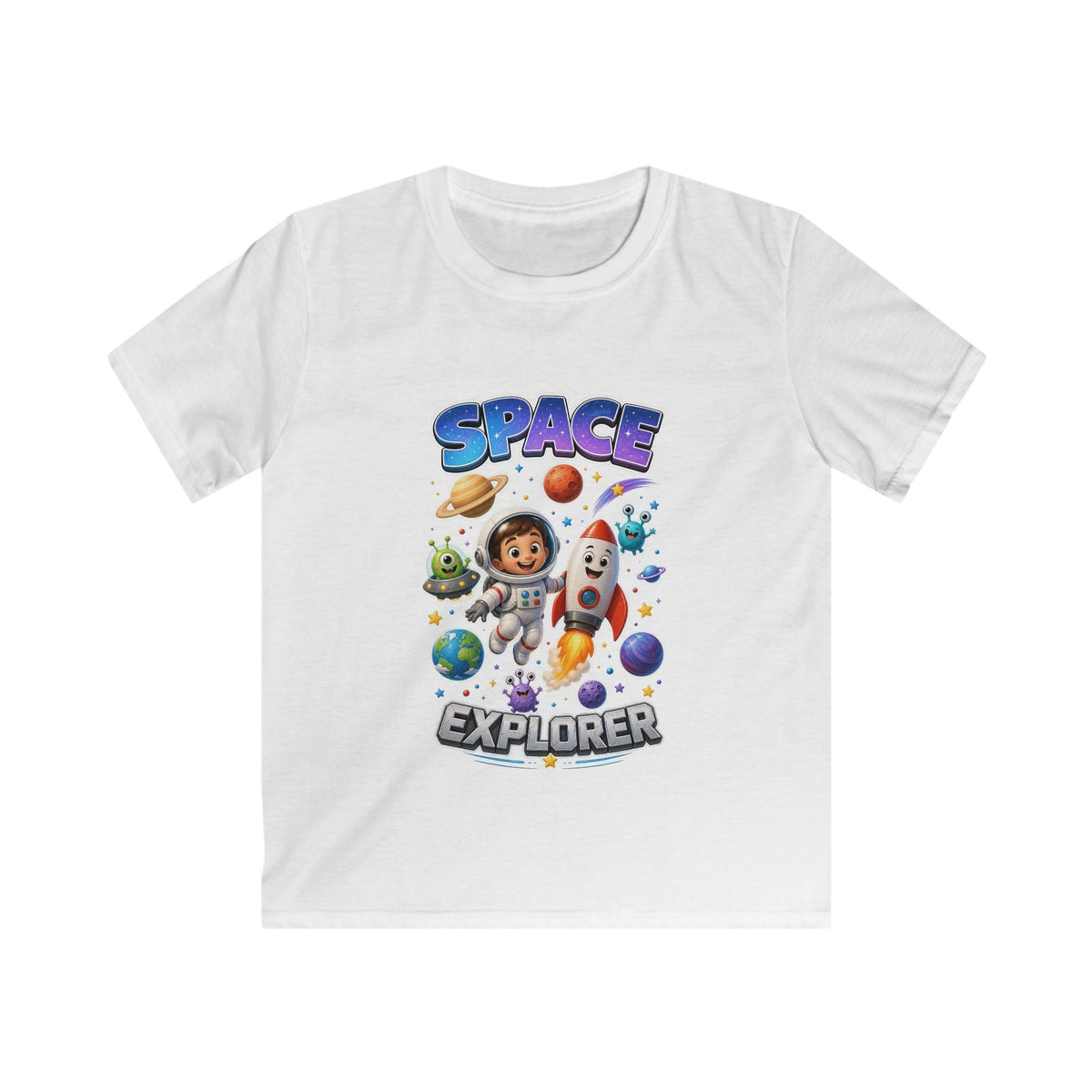 Kids Space Explorer T‑Shirt — Cute Astronaut Rocket Tee for Boys & Girls