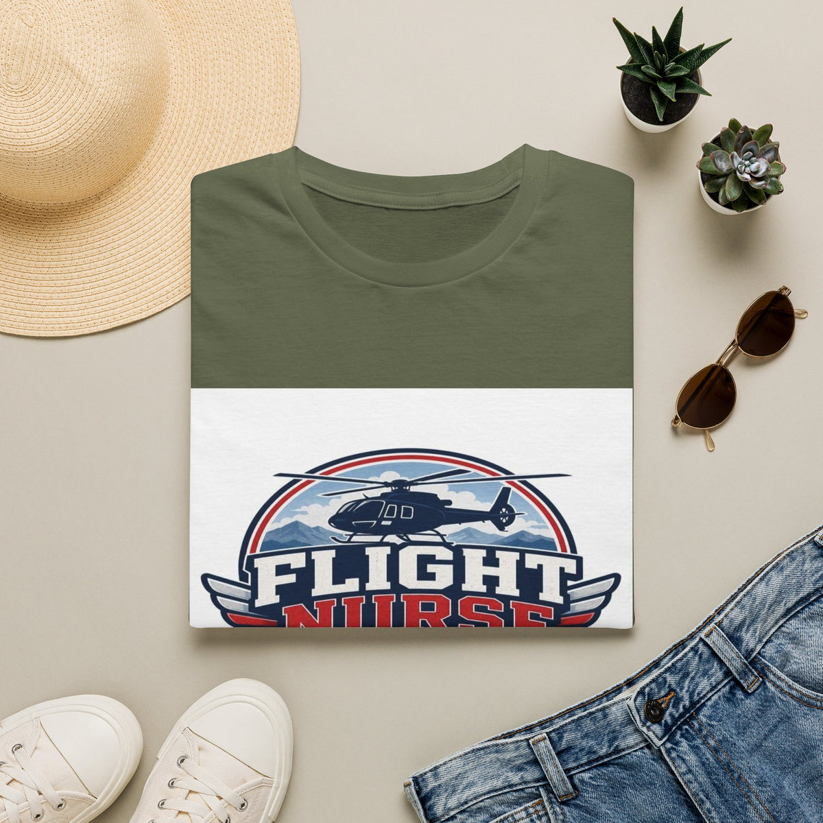 Aviation-Inspired T-Shirt Design Featuring Flight Nurse Graphic- Graphic Tees