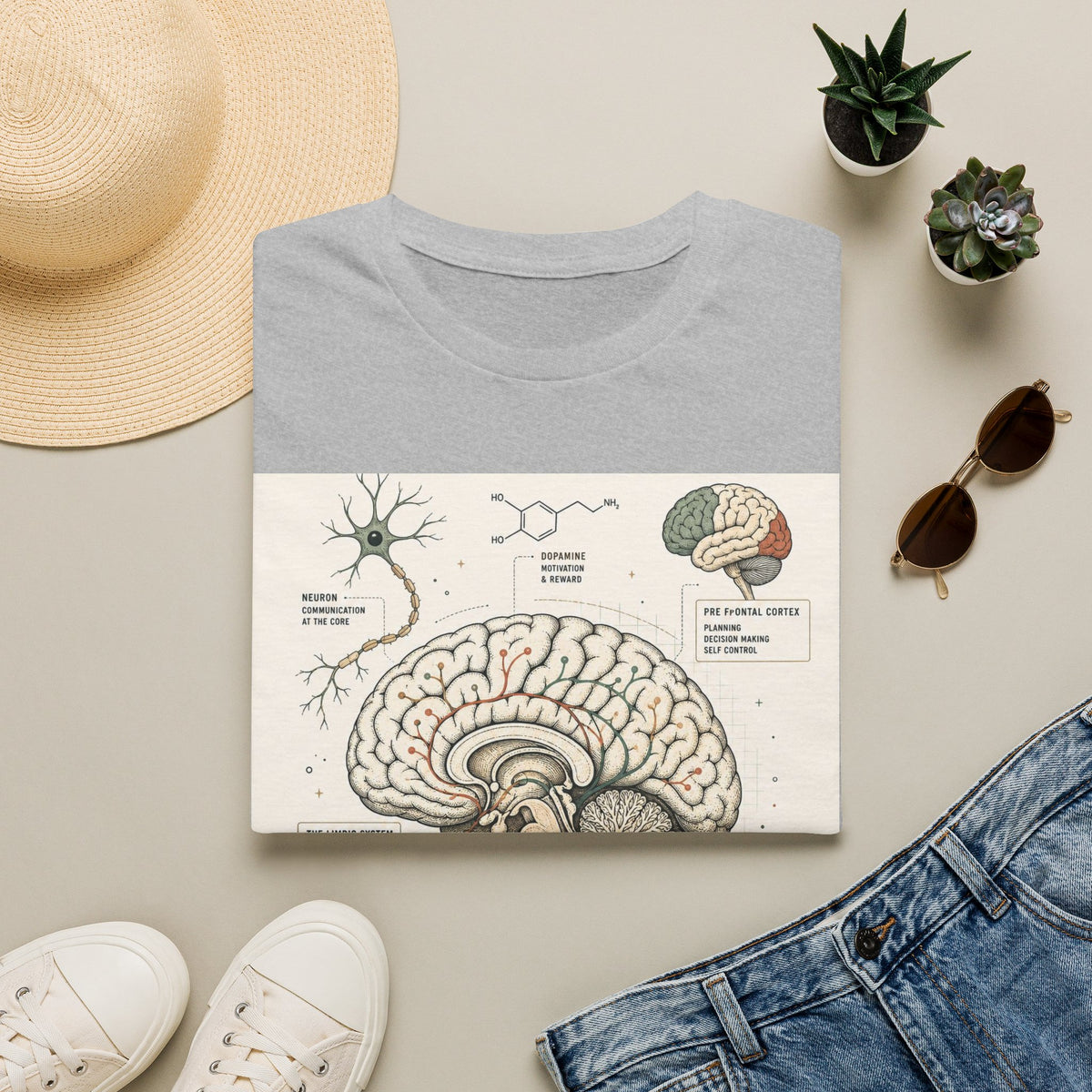 Human Brain Illustration Featuring Neural Pathways And Typography