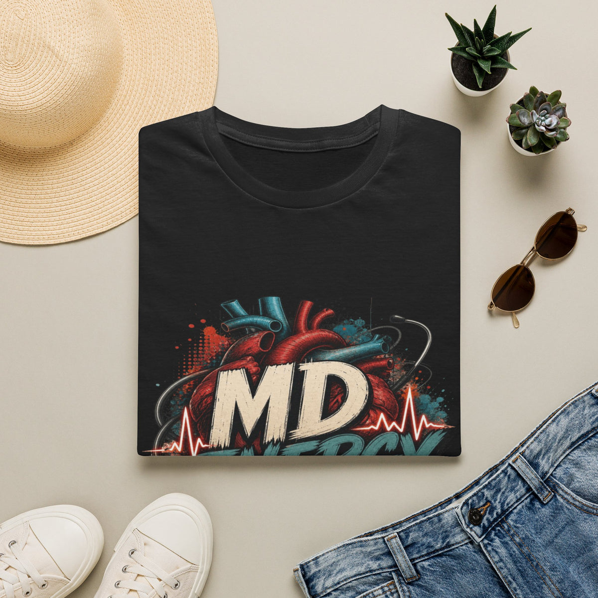 Bold MD Energy Graphic With Anatomical Heart Design- Graphic Tees