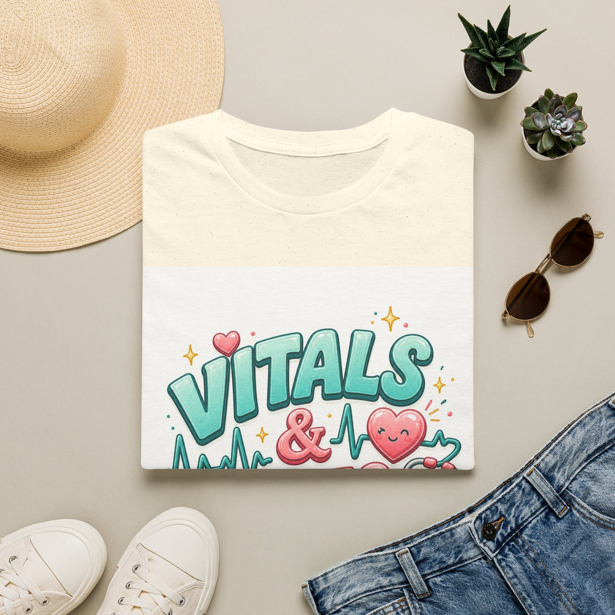 Trendy Healthcare T Shirt Design Featuring Vitals And Vibes