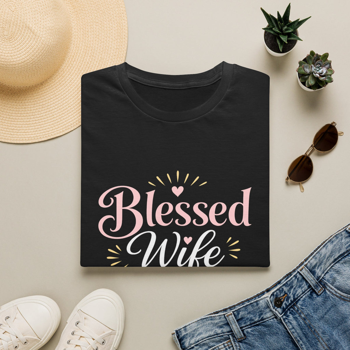 Blessed Wife Club T-Shirt — Pastel Pink 'Blessed' Graphic Tee