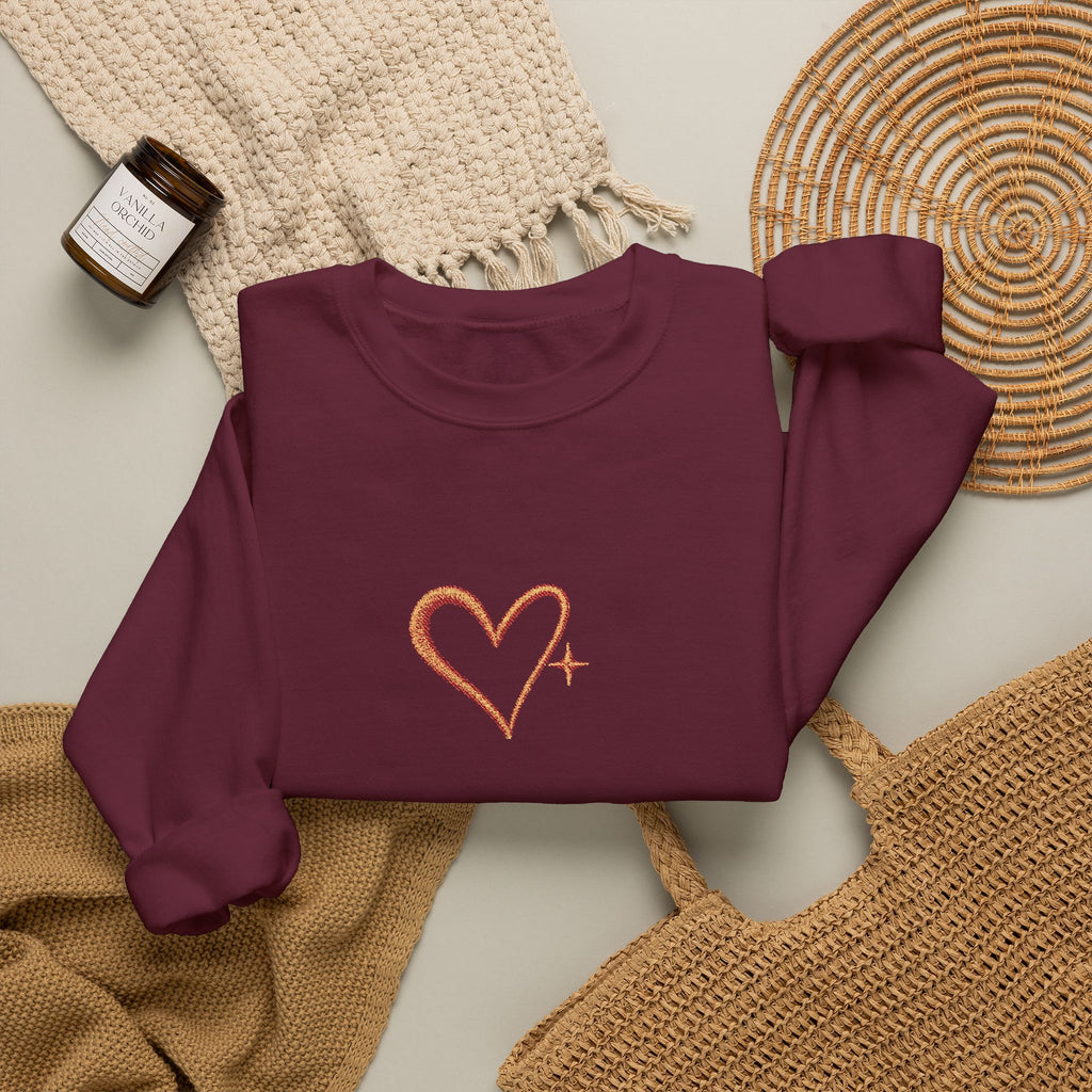 Embroidered Gold Heart Crewneck Sweatshirt