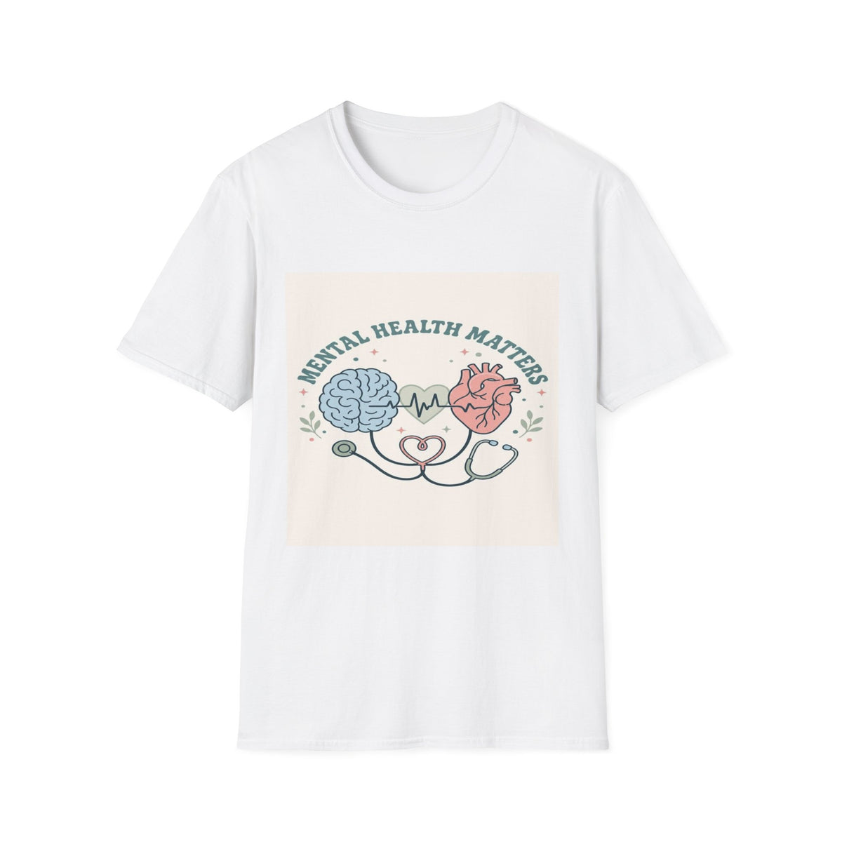 Stylized Brain And Heart Design For Mental Health Awareness- Graphic Tees