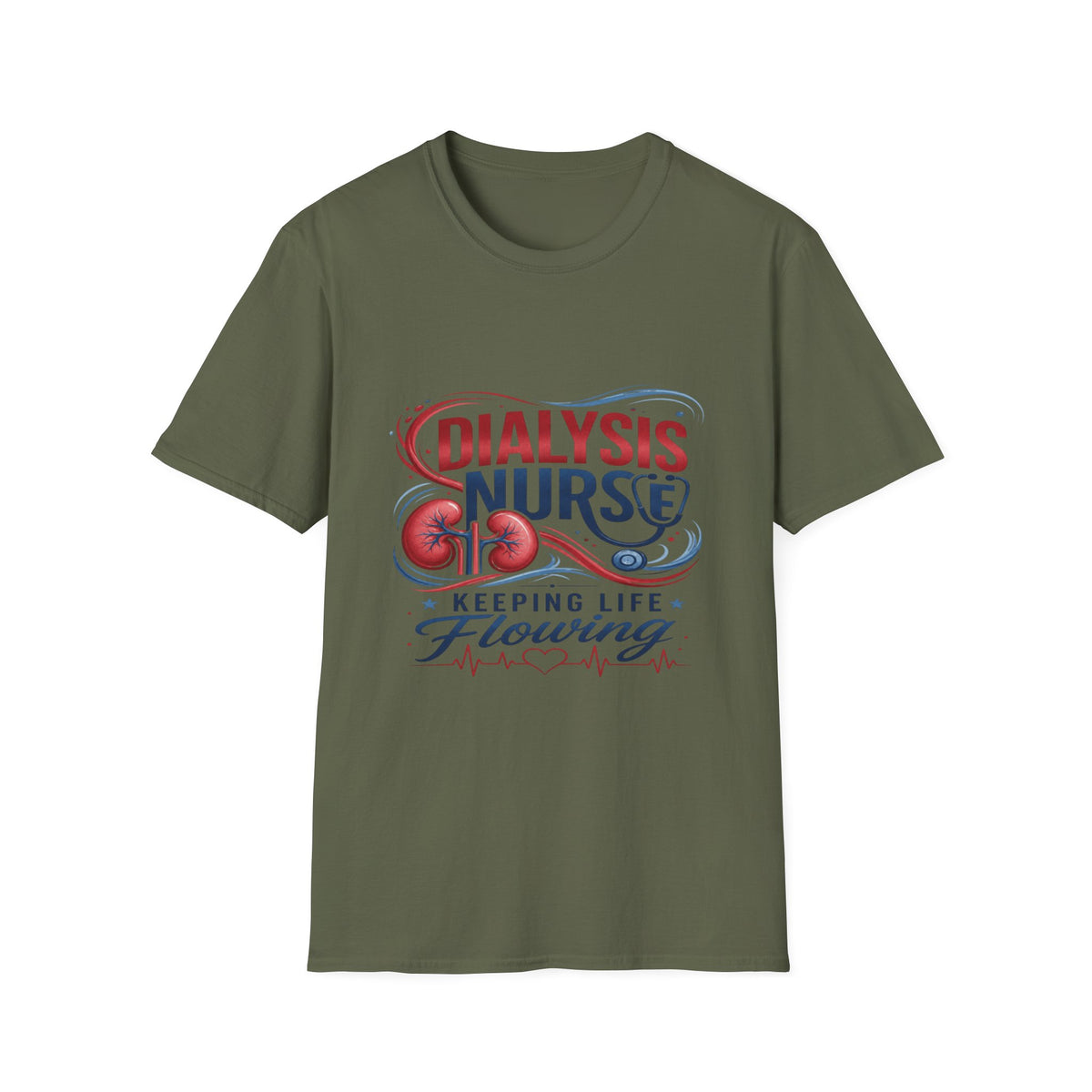 Creative T-Shirt Design Celebrating Dialysis Nurses With Flowing Elements- Graphic Tees