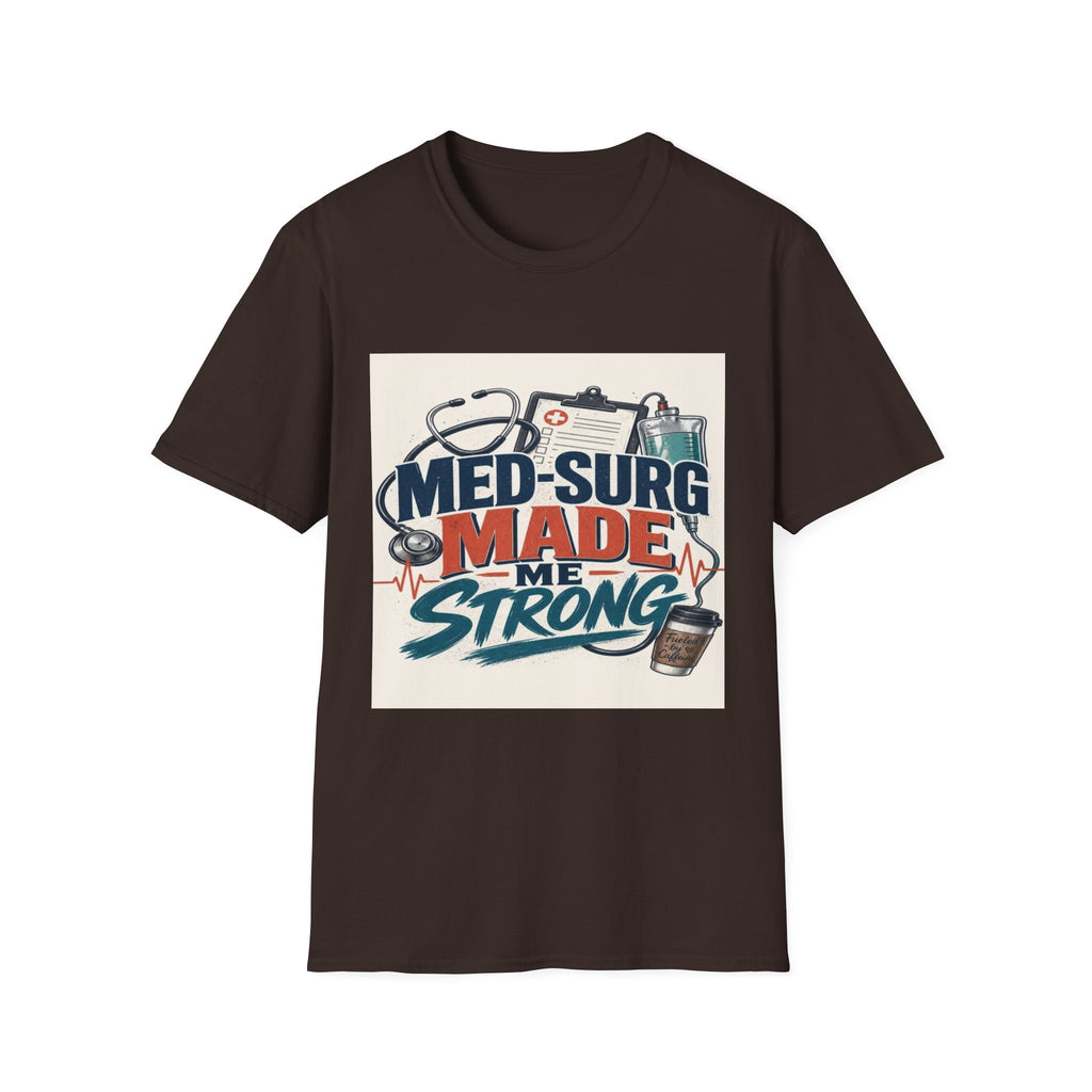 Bold Typography Design Celebrating Med-Surg Strength With Healthcare Icons- Graphic Tees