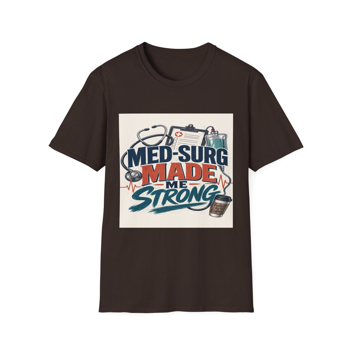Bold Typography Design Celebrating Med-Surg Strength With Healthcare Icons- Graphic Tees