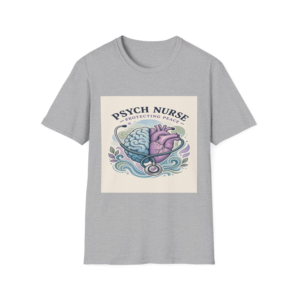 Stylized Brain And Heart Illustration With Stethoscope Art- Graphic Tees