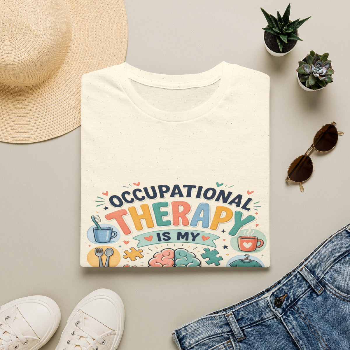 Playful T-shirt Design Celebrating Occupational Therapy Vibrantly Illustrated- Graphic Tees