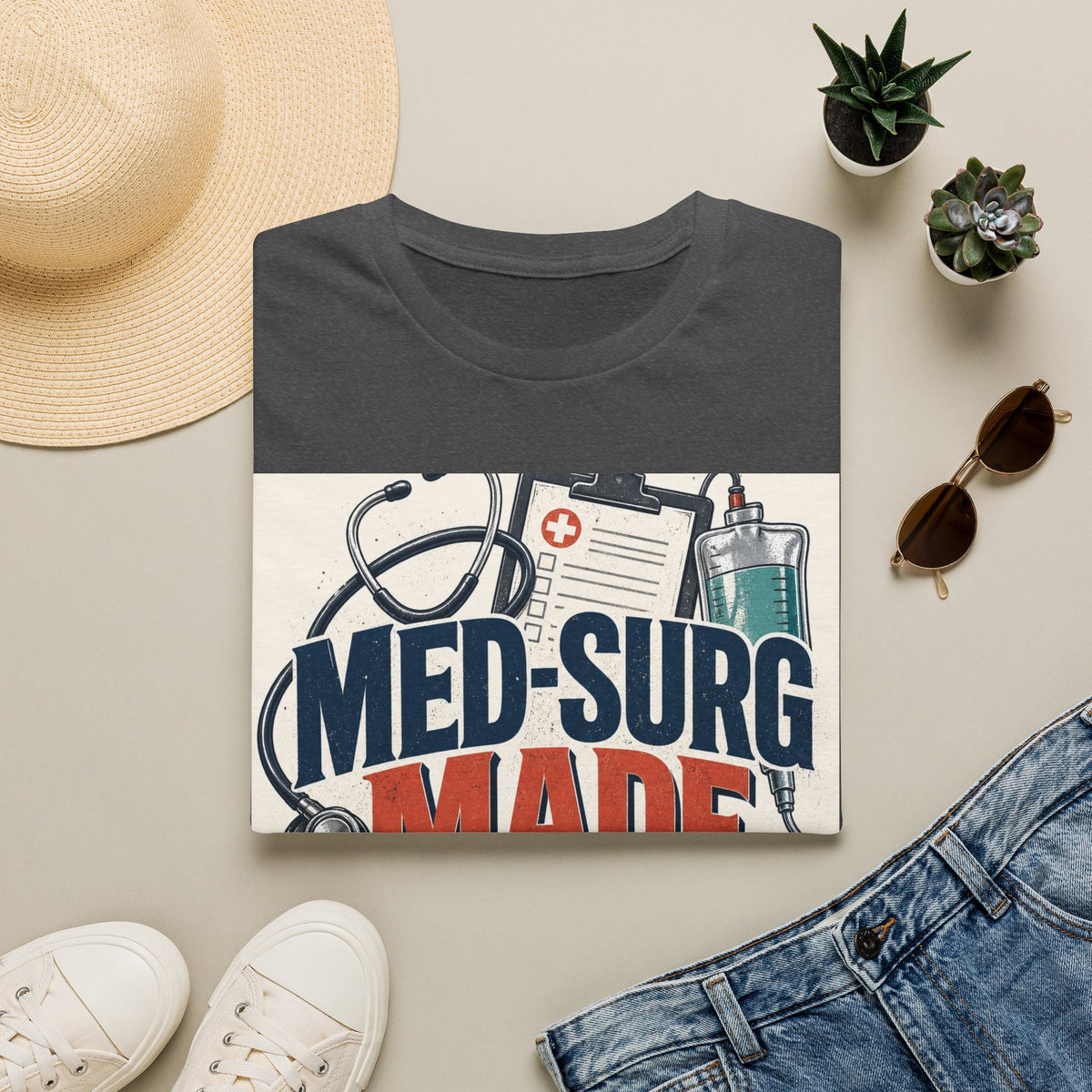 Bold Typography Design Celebrating Med Surg Strength With Healthcare Icons