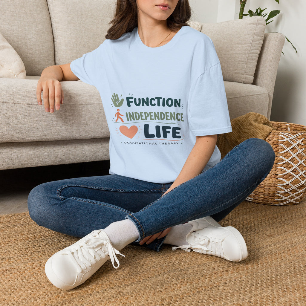 Playful Typography Featuring Function Independence Life With Icons- Graphic Tees