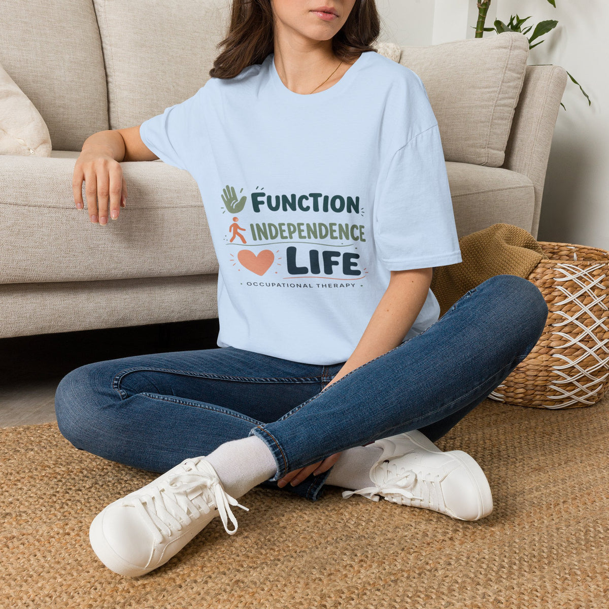 Playful Typography Featuring Function Independence Life With Icons- Graphic Tees