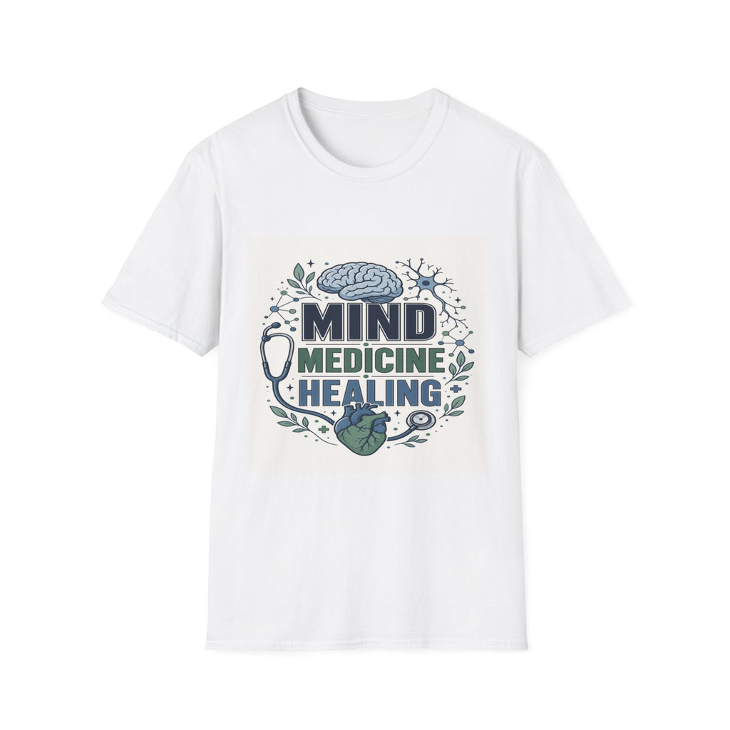 Illustration of Stacked Words Mind Medicine Healing with Medical Icons- Graphic Tees