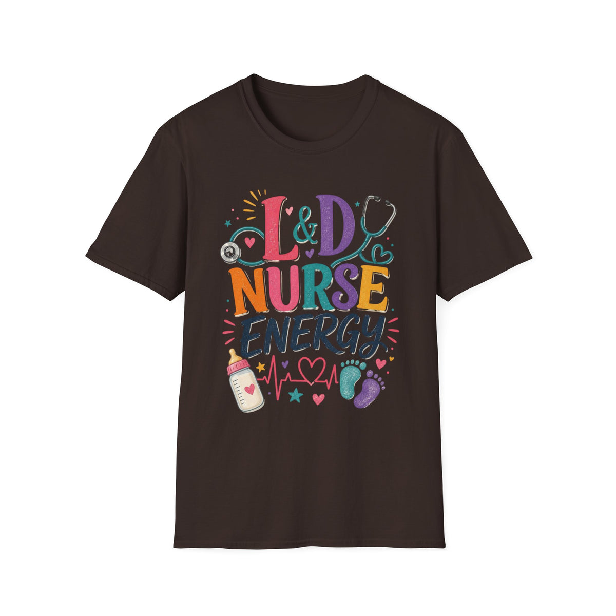 L&D Nurse Energy Trendy T Shirt Design With Vibrant Elements