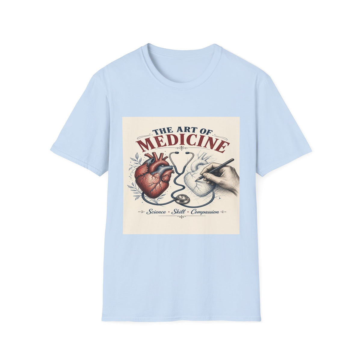 T-shirt Design Featuring Anatomical Heart And Sketching Hand- Graphic Tees
