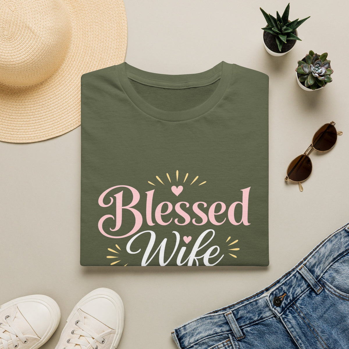 Blessed Wife Club T-Shirt — Pastel Pink 'Blessed' Graphic Tee
