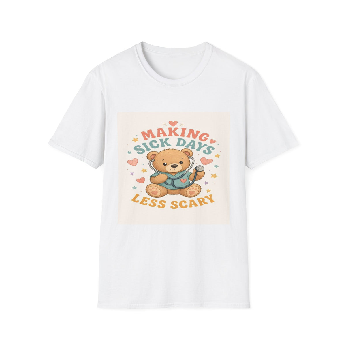 T-shirt Design Featuring Teddy Bear With Stethoscope And Stars- Graphic Tees