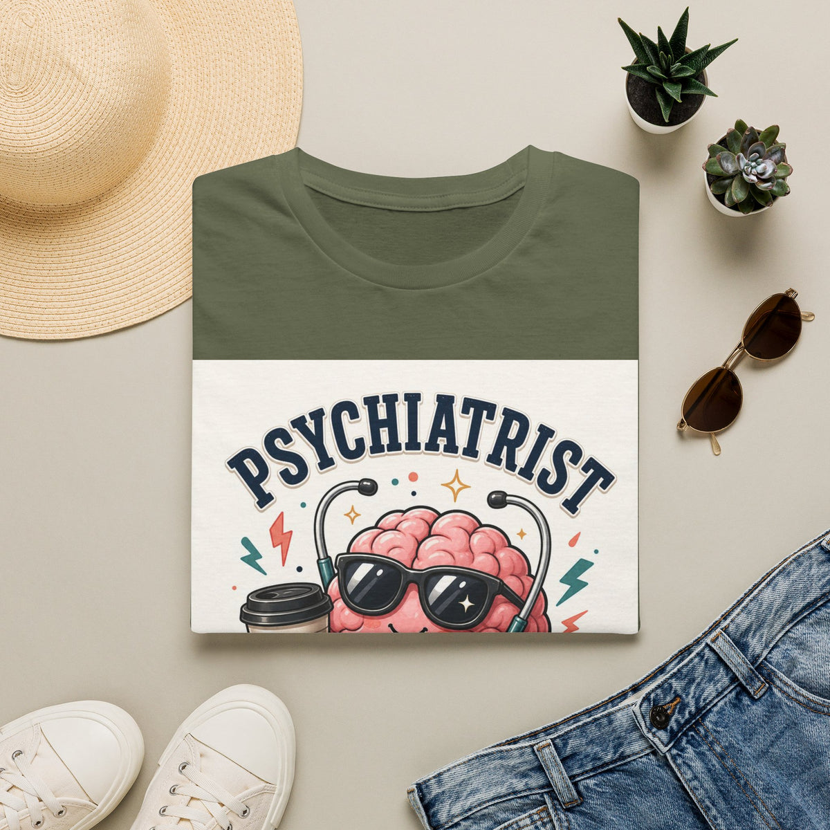 Trendy Healthcare T Shirt Design Featuring Psychiatrist Energy Phrase