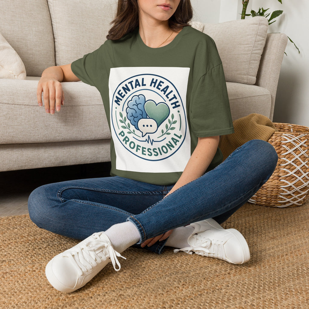 Badge Style Graphic Featuring Mental Health Professional Title With Iconography