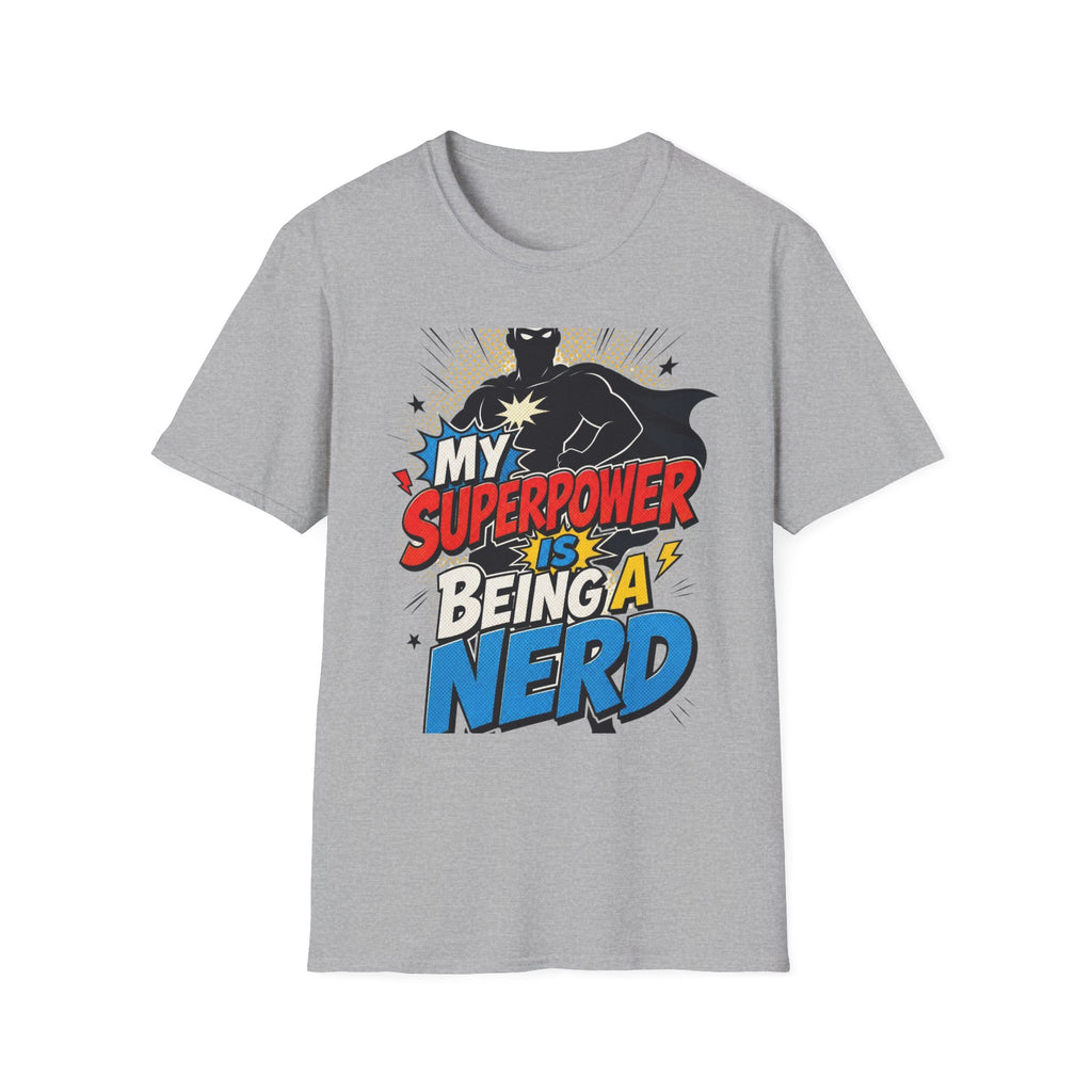 Comic Book Typography Celebrating Nerd Culture With Superhero Silhouette
