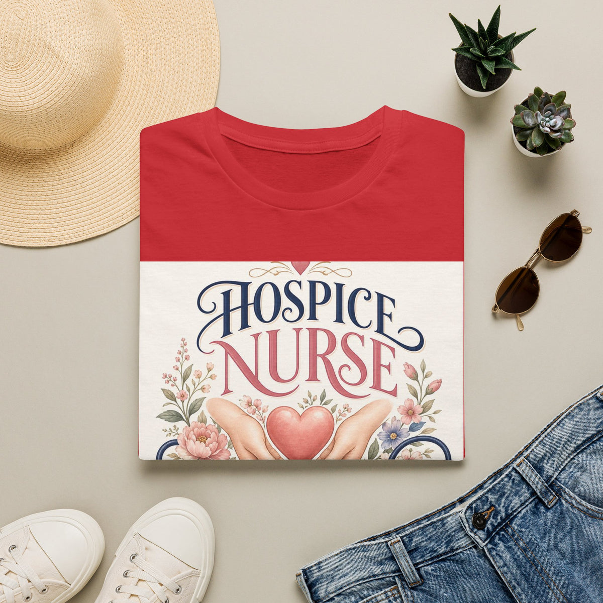 Elegant T Shirt Design Celebrating Hospice Nurses With Compassionate Imagery