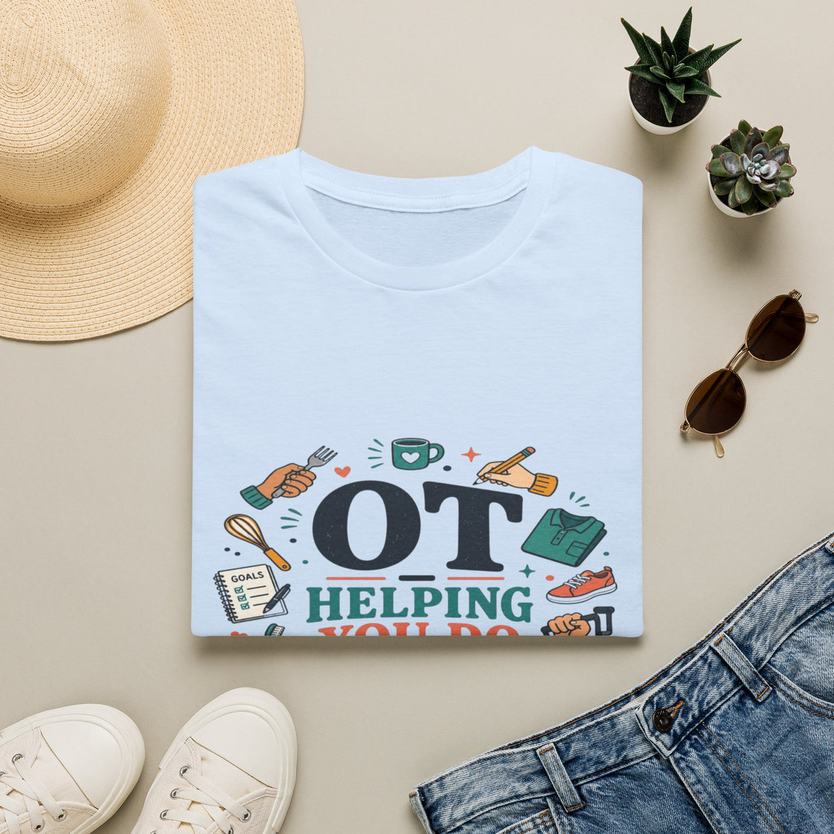 Playful Typography Framed By Colorful Illustrations And Hands- Graphic Tees