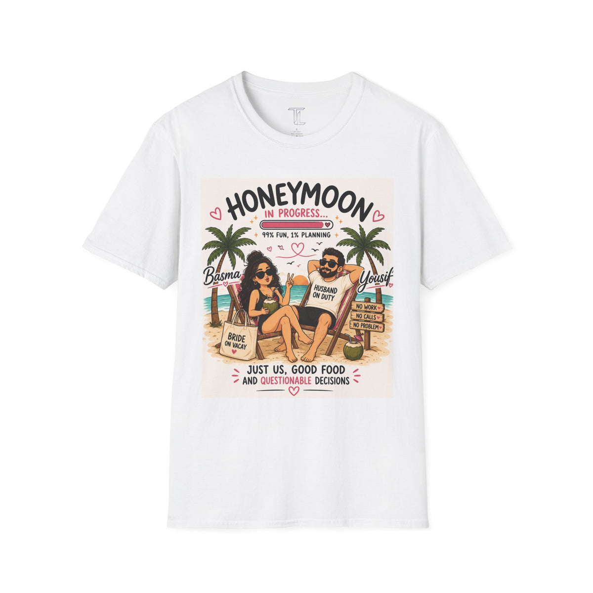 Honeymoon In Progress T-Shirt — Personalized Couple Vacation Tee