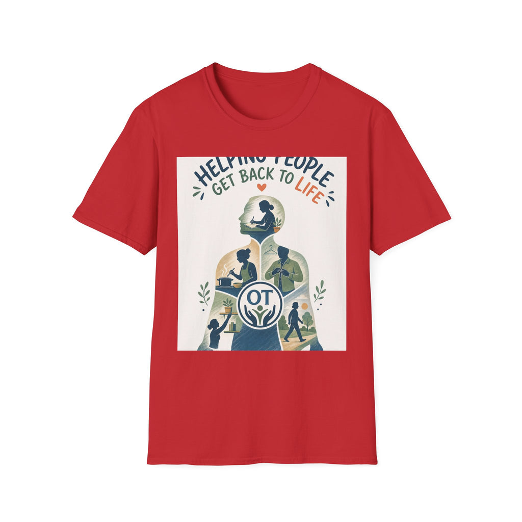 T Shirt Design Featuring Daily Activities Silhouette With OT Symbol