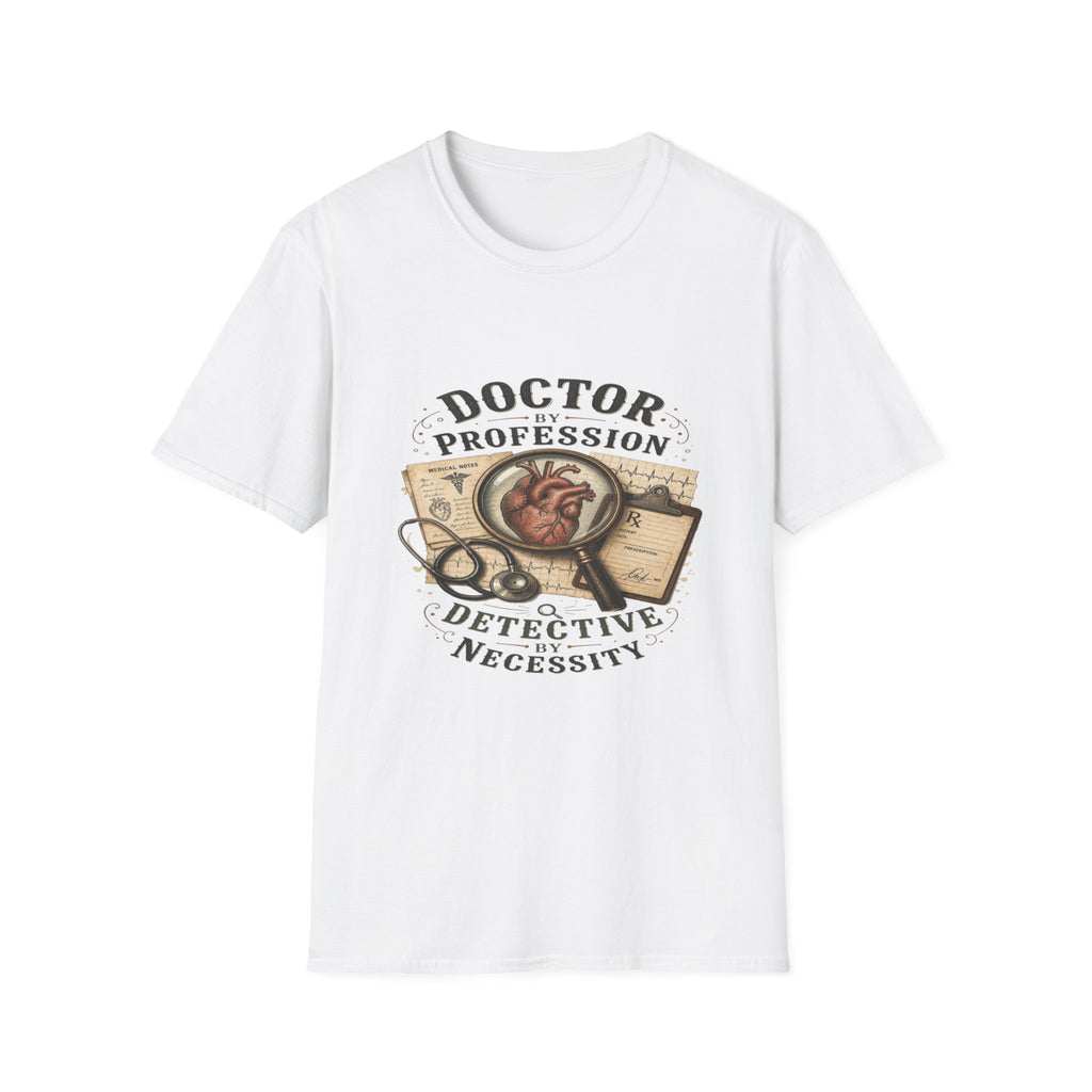 Vintage Detective-Inspired T-Shirt Featuring Anatomical Heart And Magnifying Glass- Graphic Tees