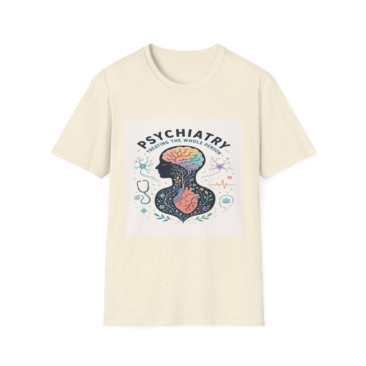 Colorful Brain And Heart In Human Silhouette With Text- Graphic Tees