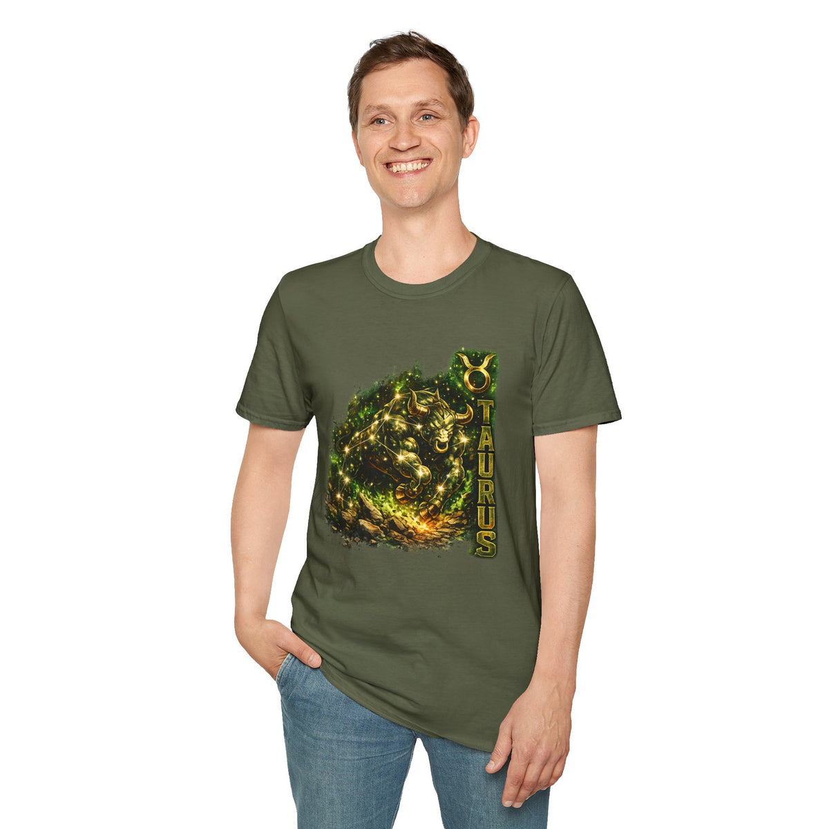 Taurus Zodiac T‑Shirt – Golden Bull Constellation Design