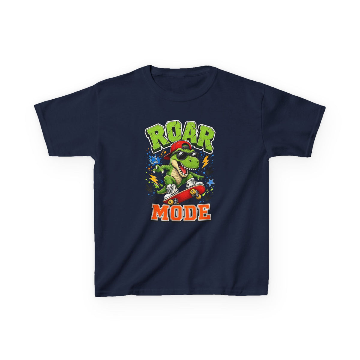 Kids Tee — "Roar Mode" Skateboarding Dino Graphic Shirt