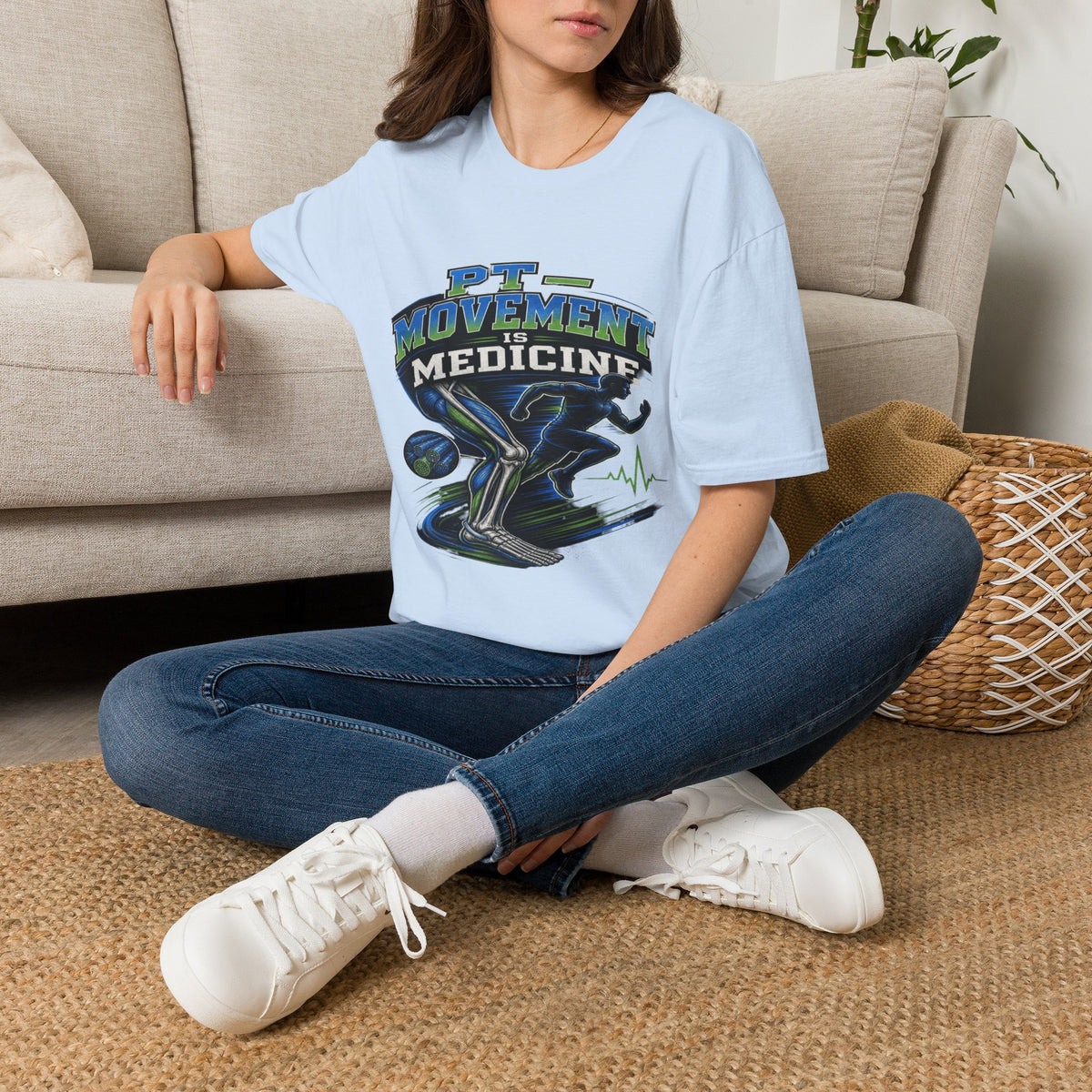 Dynamic T-shirt Design Featuring _PT Movement Is Medicine_ Text- Graphic Tees