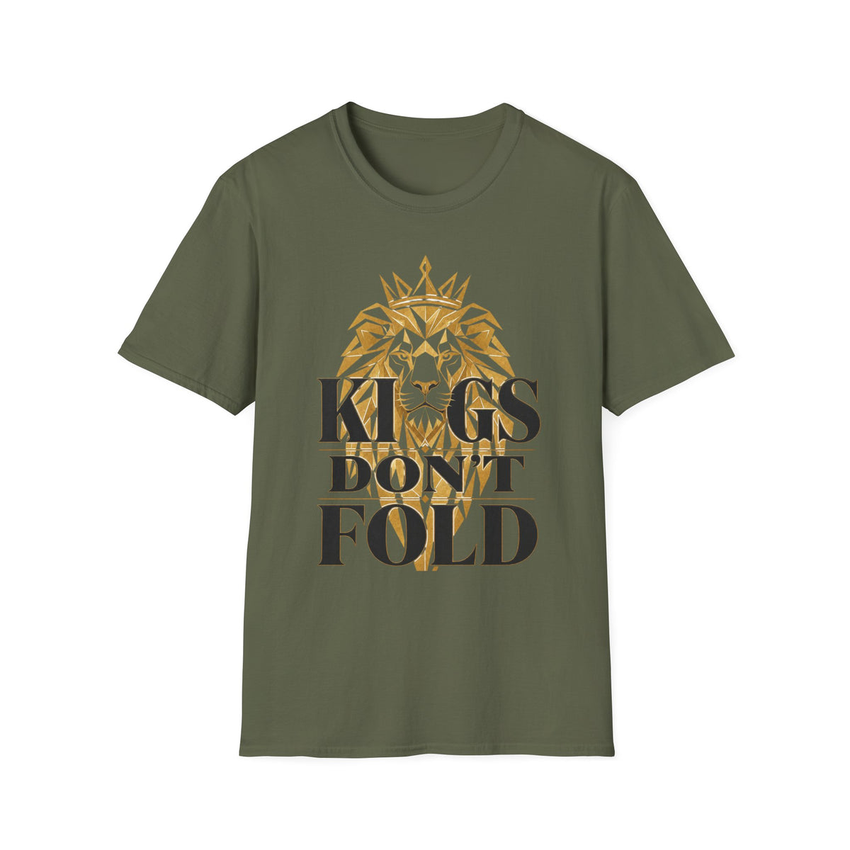 Kings Don't Fold T‑Shirt — Gold Lion Crown Graphic Tee