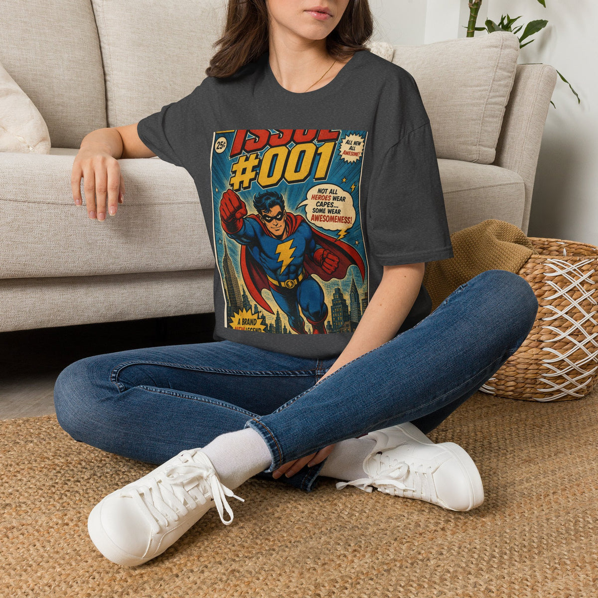 Vintage Comic Book T Shirt Design Featuring Original Superhero