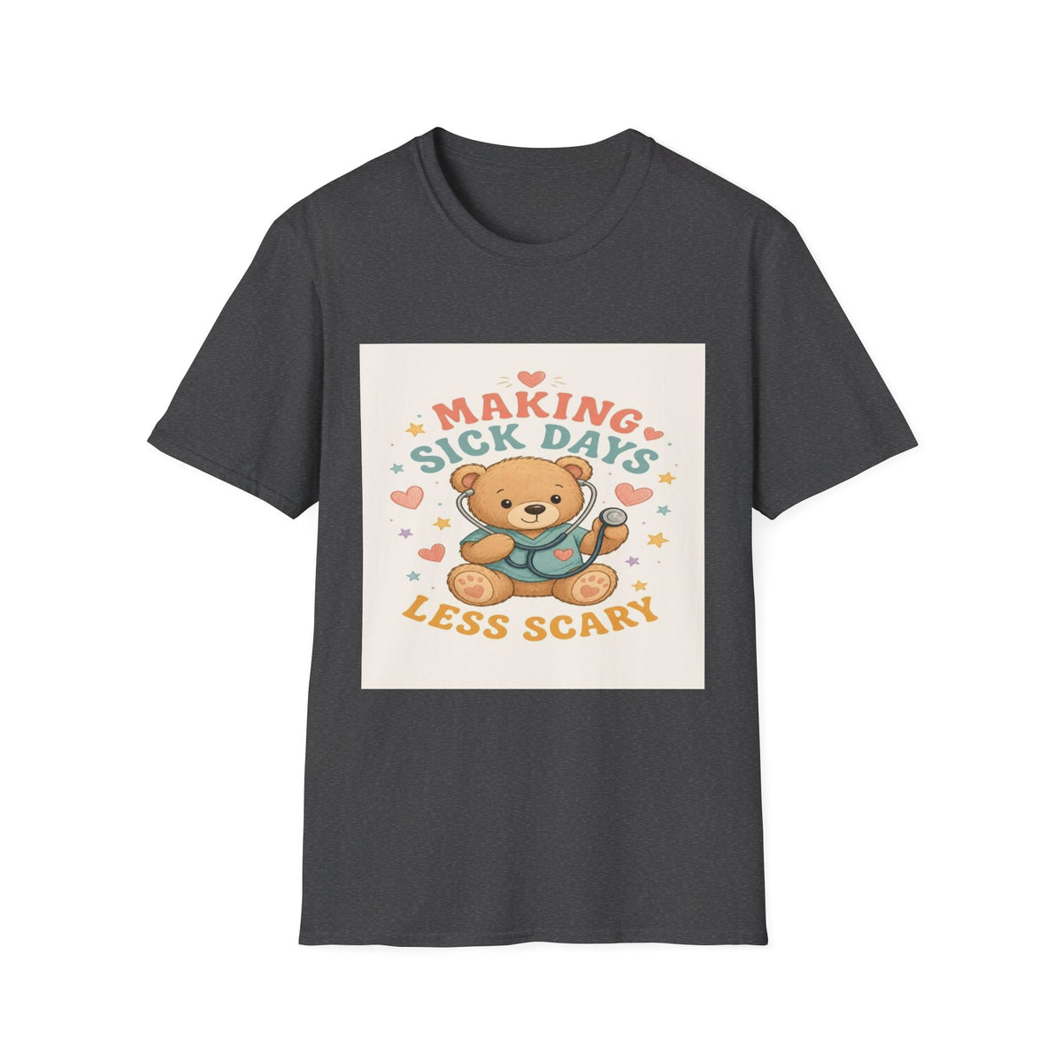 T-shirt Design Featuring Teddy Bear With Stethoscope And Stars- Graphic Tees