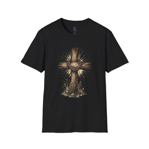 Christian Cross T-Shirt — Rustic Crown of Thorns Design