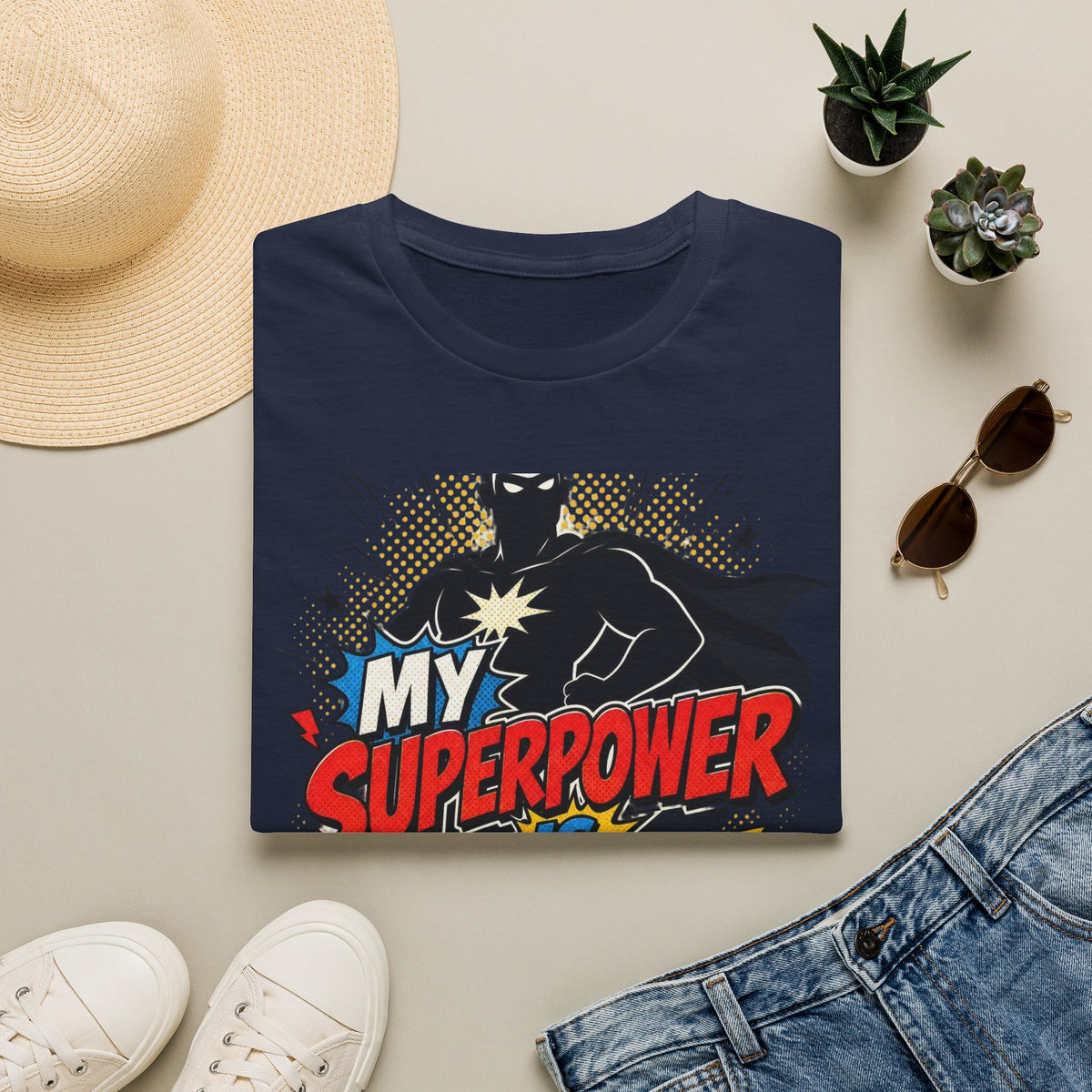 Comic Book Typography Celebrating Nerd Culture With Superhero Silhouette