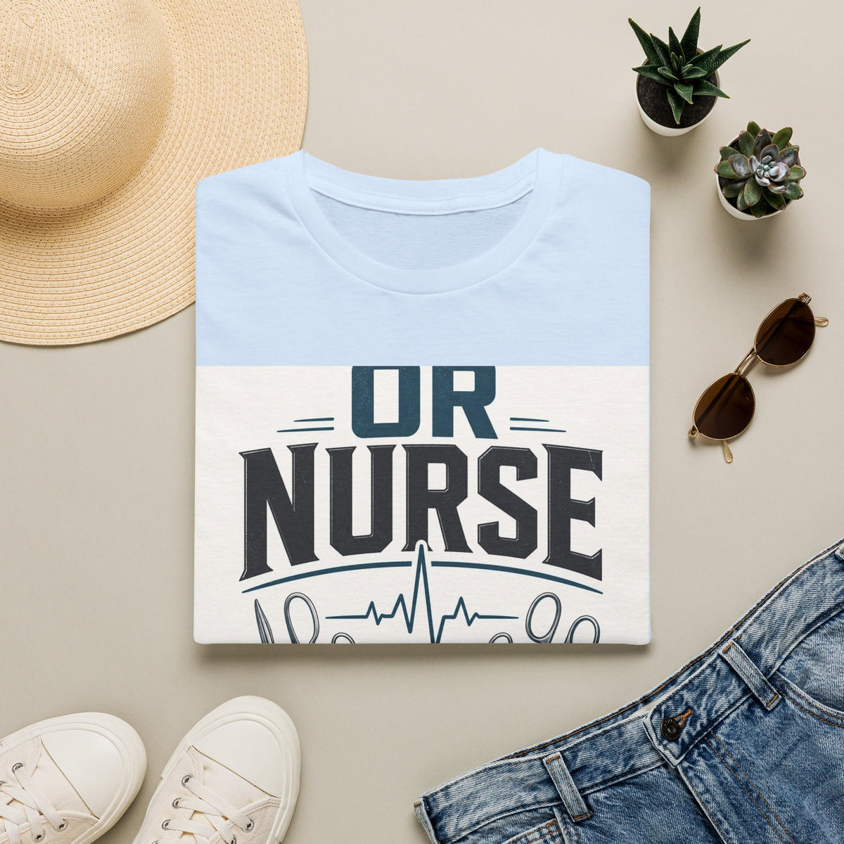Bold T Shirt Design Featuring Nurse Motto With Instruments