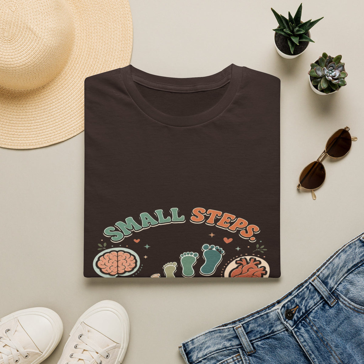 Typography Design Showcasing Small Steps Leading To Growth- Graphic Tees