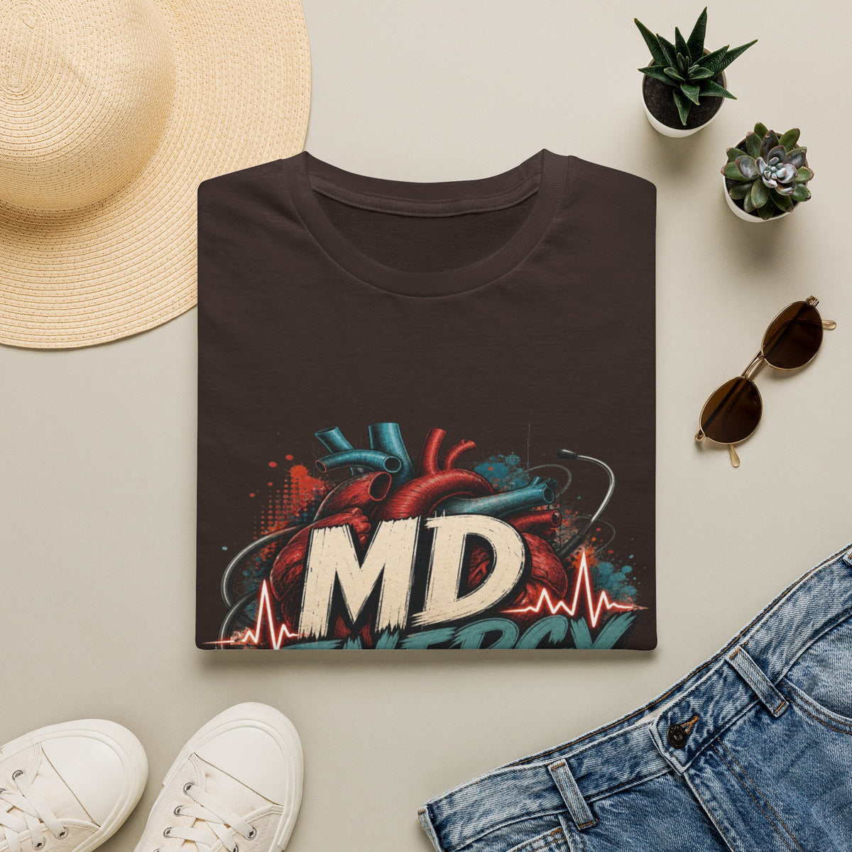 Bold MD Energy Graphic With Anatomical Heart Design- Graphic Tees